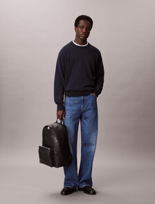 Coated Canvas Emblem Logo Backpack, Black AOP, hi-res