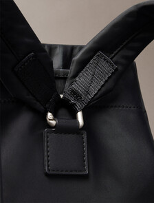 Matte Nylon Drawstring Backpack, Black, hi-res