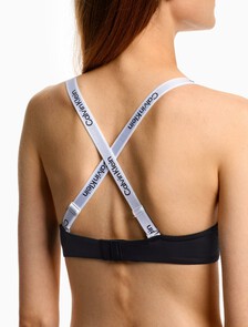 Tailored Logo Push Up Plunge Bra, Black, hi-res