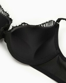 CK Black Linear Lace Push Up Plunge Bra, Black, hi-res