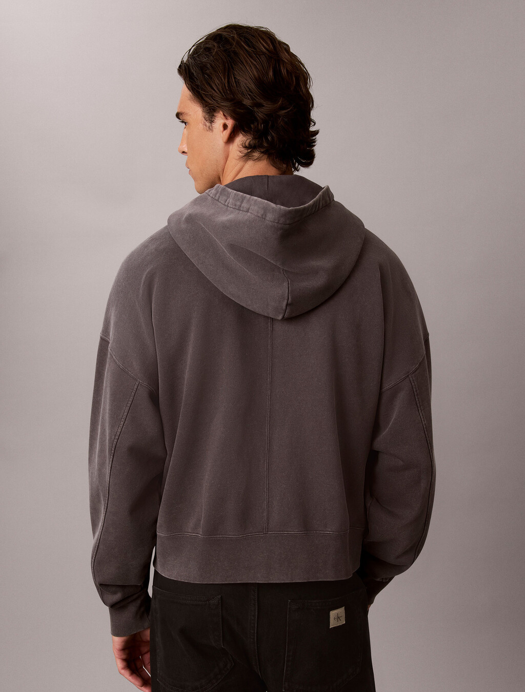 Garment-Dyed Boxy Zip-Up Hoodie, Volcanic Ash, hi-res