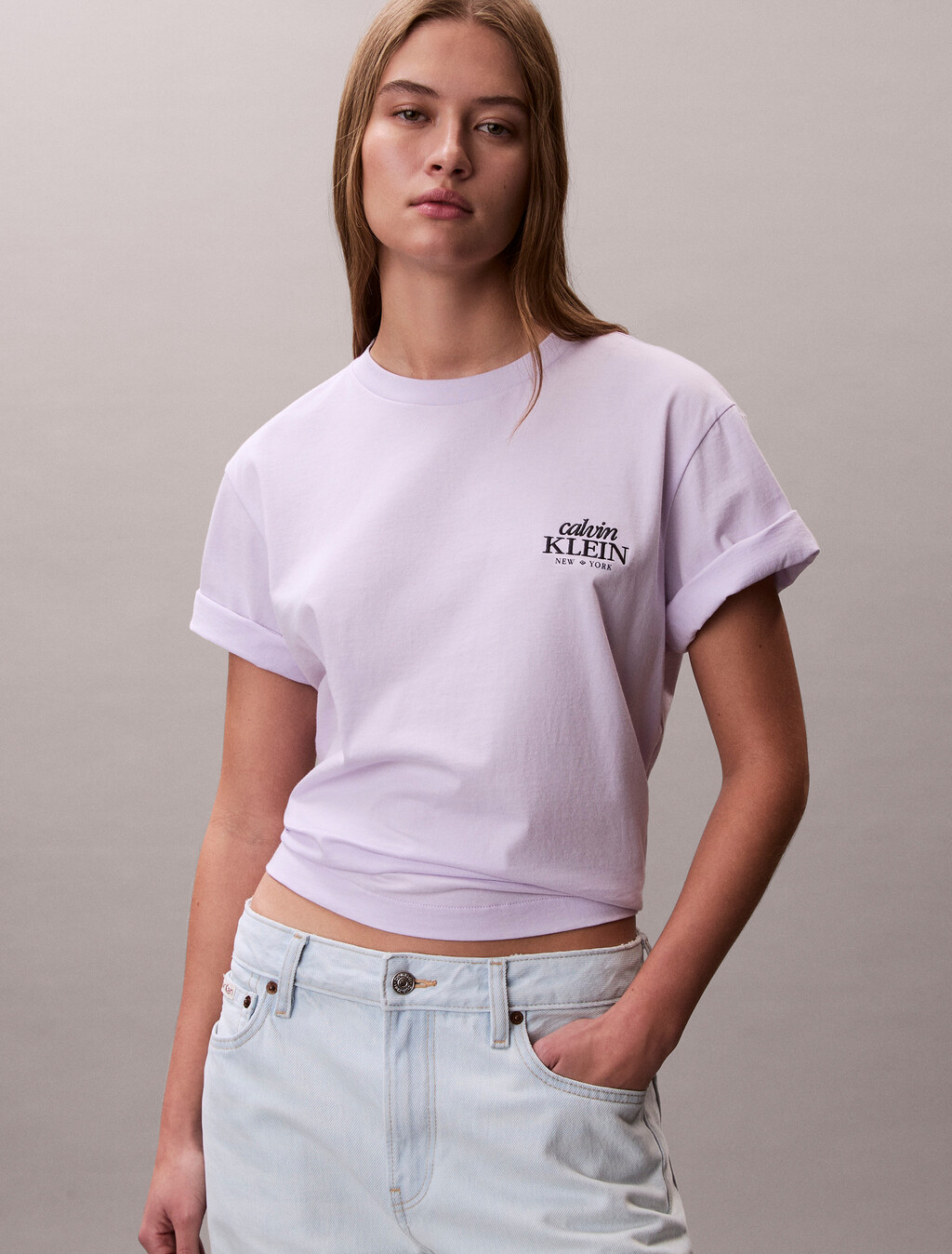 Relaxed Embroidered Logo T-shirt, Island Lilac, hi-res