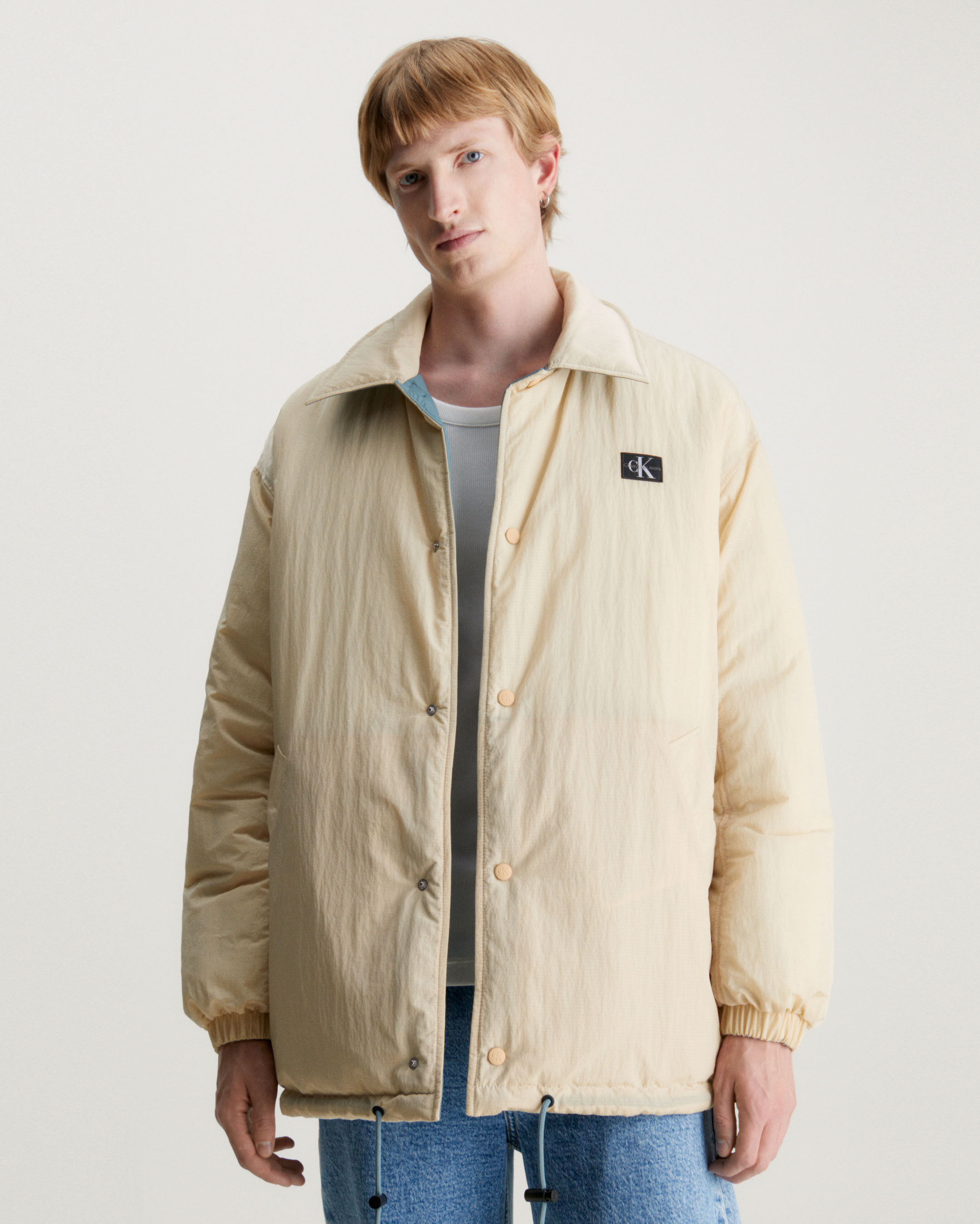 Calvin klein jeans puffer jacket with logo patch shop