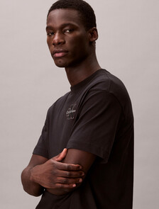 Velvet Monogram Tee, Black, hi-res