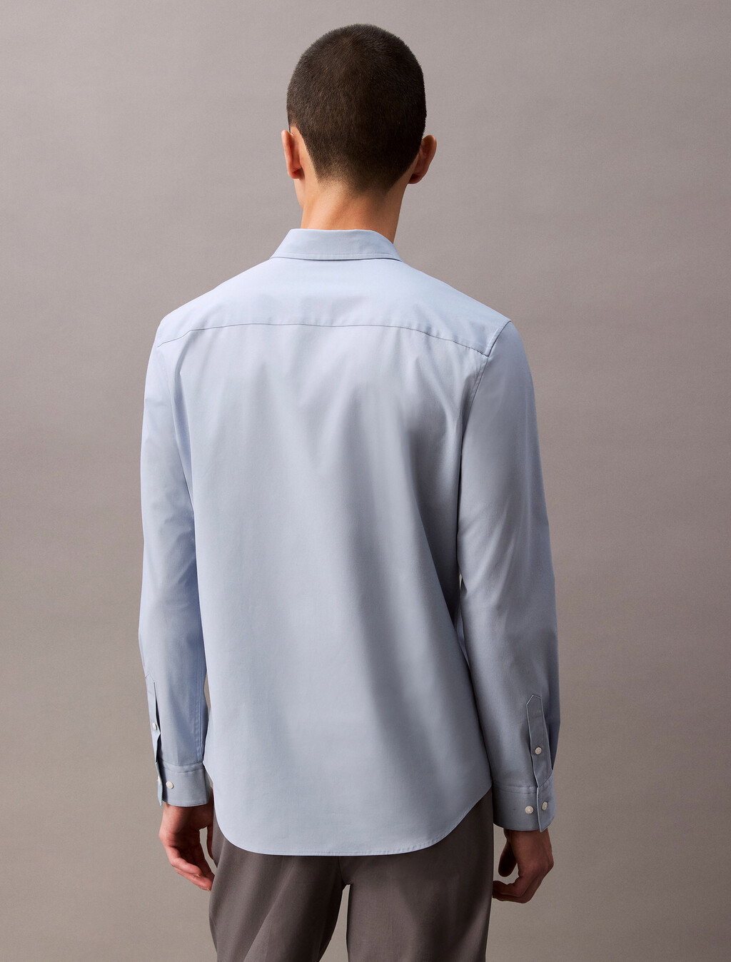 Supima Stretch Cotton Slim Button-Down Shirt, Dusty Blue, hi-res