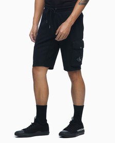 Organic Cotton Monogram Badge Sweat Shorts, Ck Black, hi-res