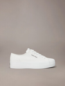 Recycled Cotton Flatform Sneaker, White, hi-res