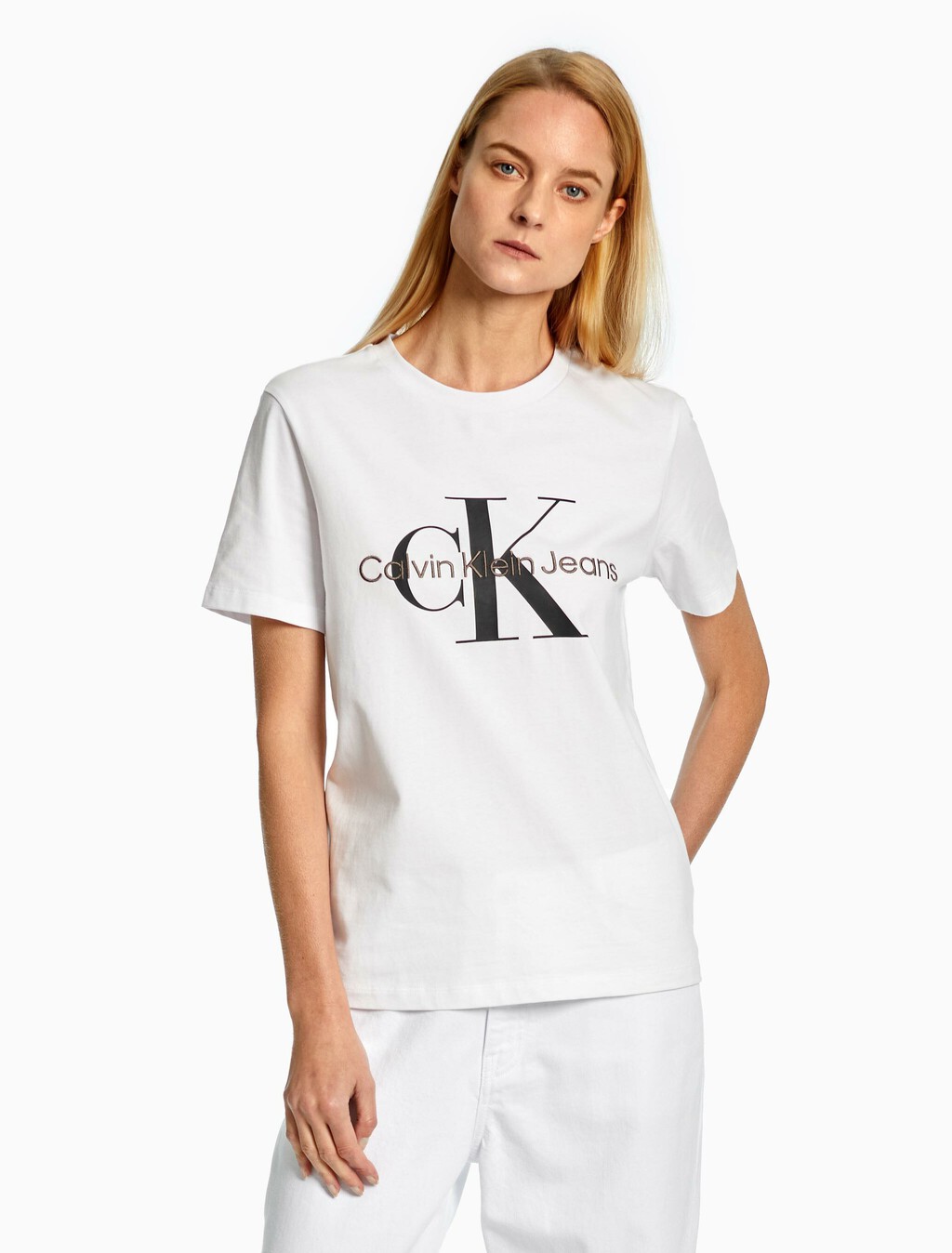 Organic Cotton Monogram Tee, Bright White, hi-res