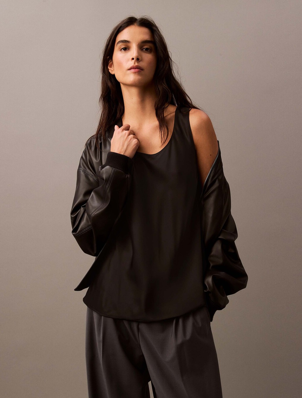 Viscose Tank Top, Black, hi-res