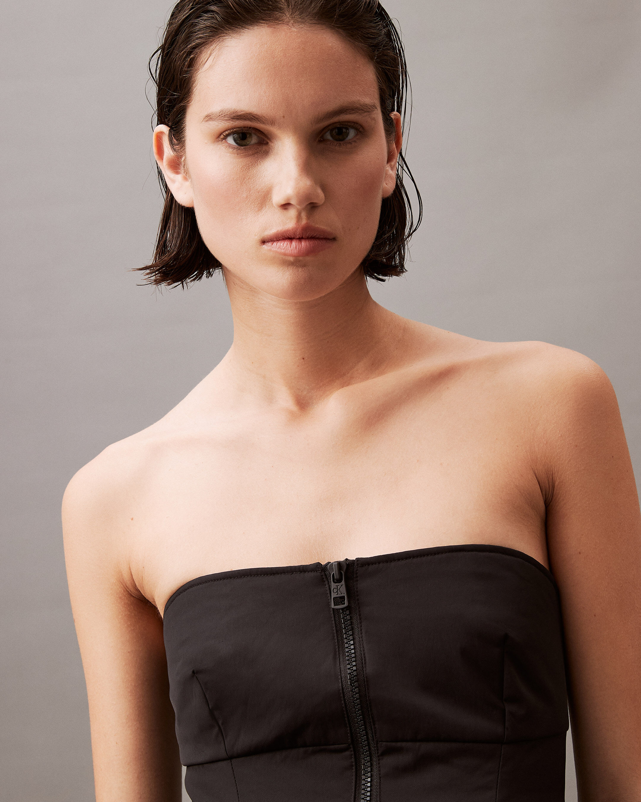 ★★ ★★ Here Black Light Padded Bustier J222613 Padded Zip Bustier Top | Calvin Klein® USA