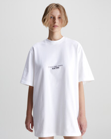 Embroidered T-Shirt Dress, Bright White, hi-res