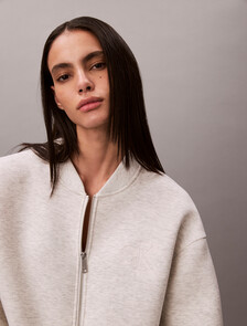 Oversized  Zip Bomber Jacket, BA01 Grey Heather, hi-res