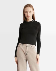Logo Tape Long Sleeve Tee, Ck Black, hi-res