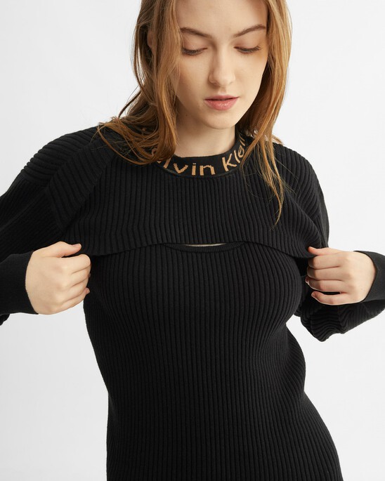 Wool Blend 2 In 1 Sweater Dress