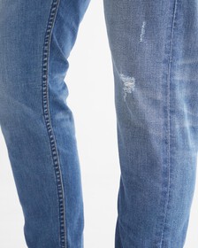 37.5 DISTRESSED MODERN TAPER JEANS, Mid Blue Dstr, hi-res