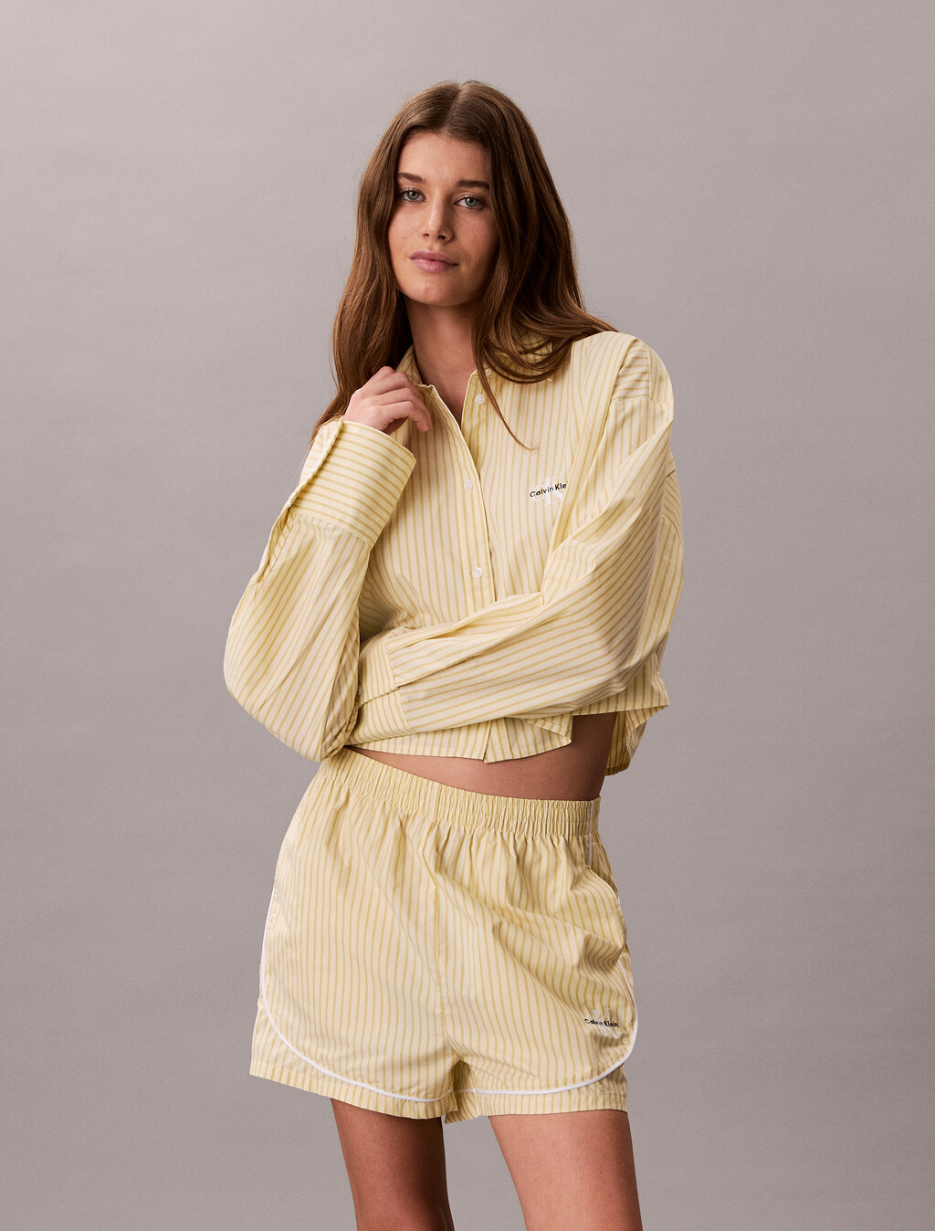 Cotton Poplin Pyjama Shorts, SERA STRIPE PEAR SORBET, hi-res
