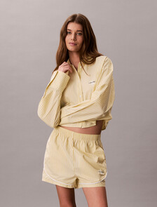 Cotton Poplin Pyjama Shorts, SERA STRIPE PEAR SORBET, hi-res