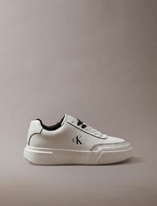 Leather Durable Traction Chunky Trainers, Marshmallow/Black, hi-res