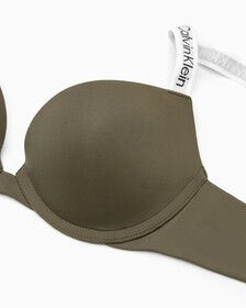 Tailored Logo Push Up Plunge Bra, Olive, hi-res