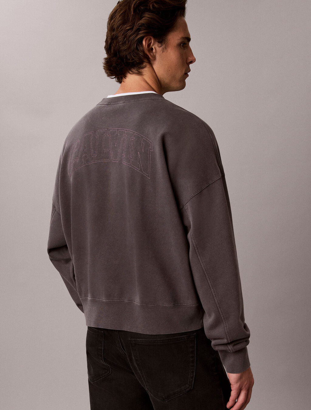Garment-Dyed Logo Sweatshirt, Volcanic Ash, hi-res