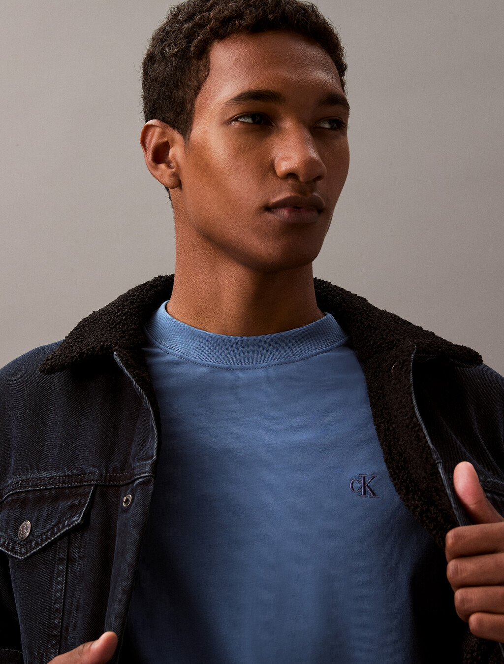 Calvin Logo Crew Neck Tee, Blue Horizon, hi-res