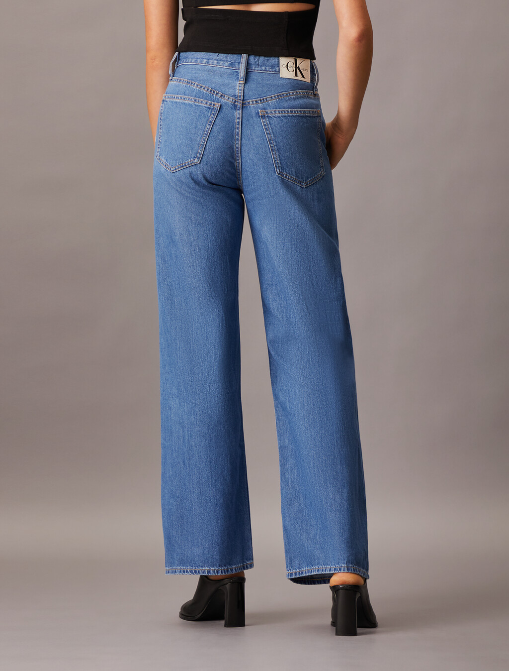 Linen High Rise Wide Leg Jeans, Denim Medium, hi-res