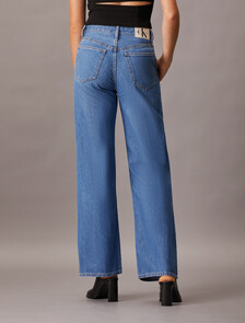 Linen High Rise Wide Leg Jeans, Denim Medium, hi-res