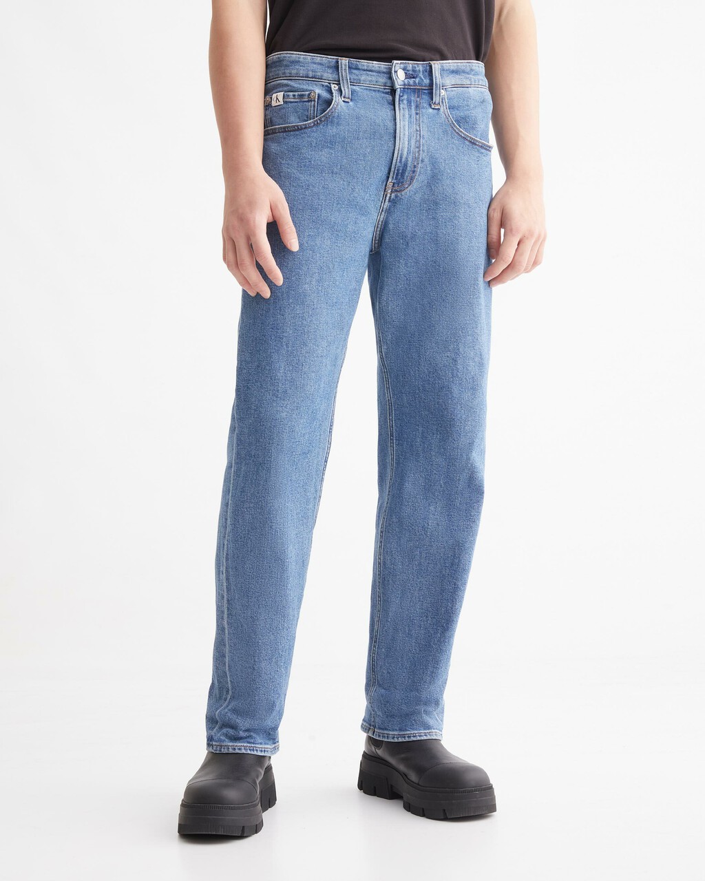 Reconsidered 90s Straight Recycled Cotton Jeans, Mid Blue, hi-res
