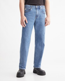 Reconsidered 90s Straight Recycled Cotton Jeans, Mid Blue, hi-res