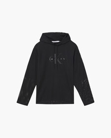 BLACK ARCHIVAL MONOGRAM MESH HOODIE, Ck Black, hi-res