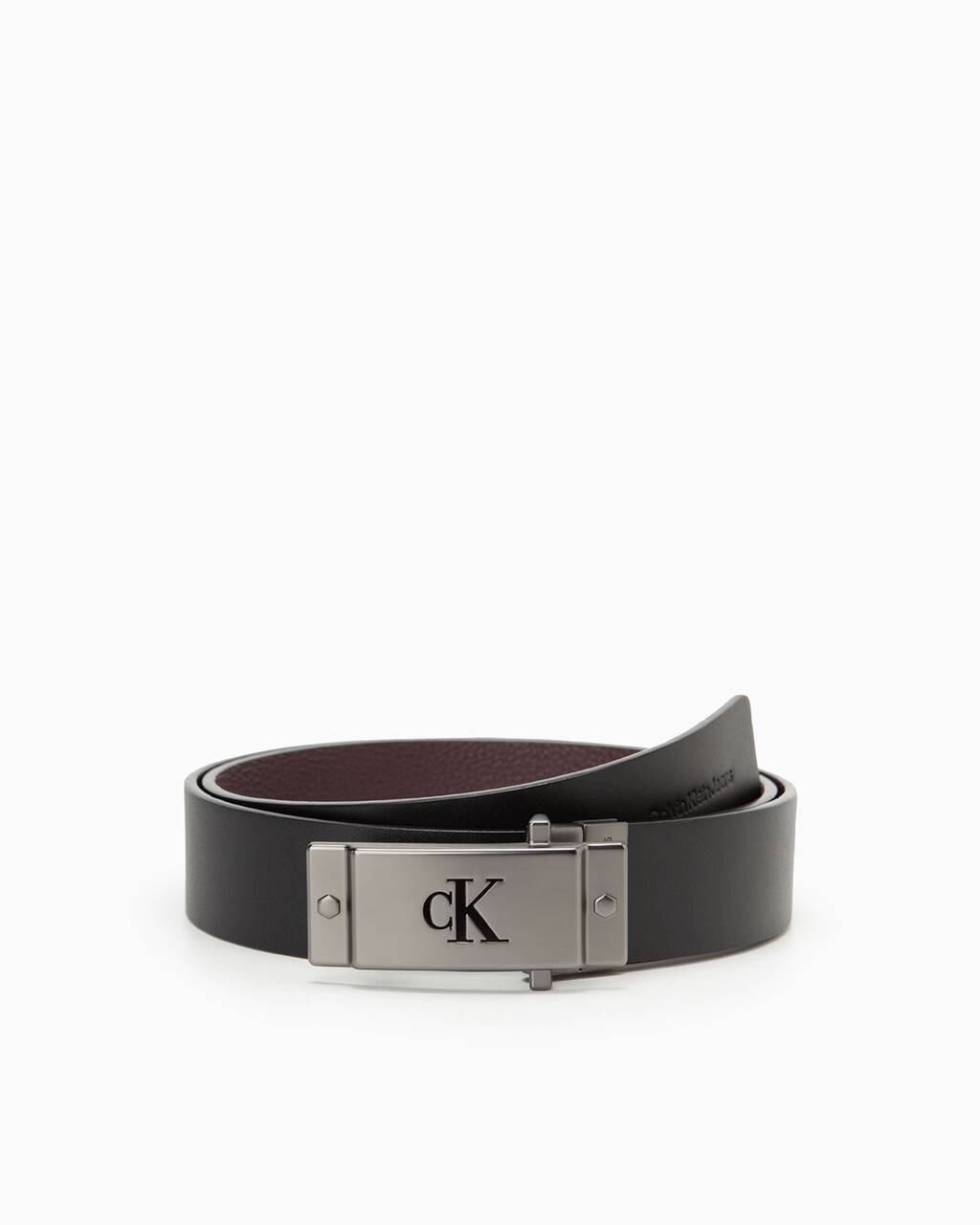 CUTOUT PLAQUE LOGO BELT 35MM, BLACK/ BITTER B, hi-res