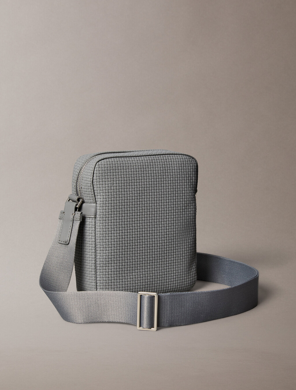 Embossed Allover Monogram Reporter Bag, Charcoal Gray, hi-res