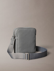 Embossed Allover Monogram Reporter Bag, Charcoal Gray, hi-res
