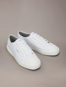 Alvaro - Cotton Canvas Logo Trainers, Triple Bright White, hi-res