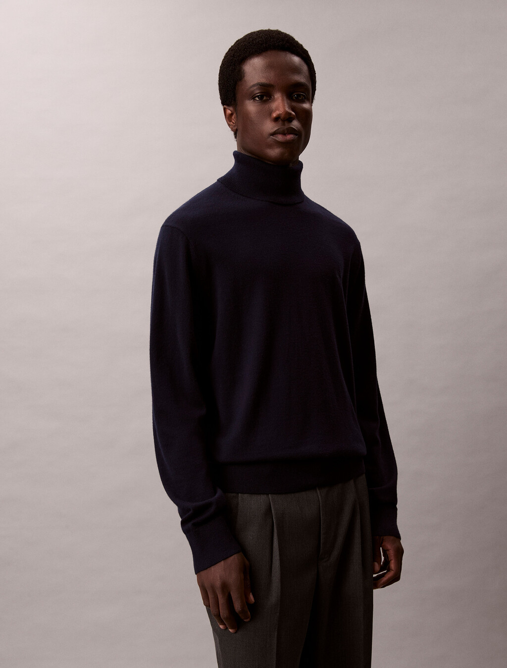 Merino Wool Turtle Neck Jumper, Dark Sapphire, hi-res