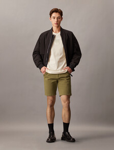 Essential Cotton Lyocell Chino Shorts, Gothic Olive, hi-res