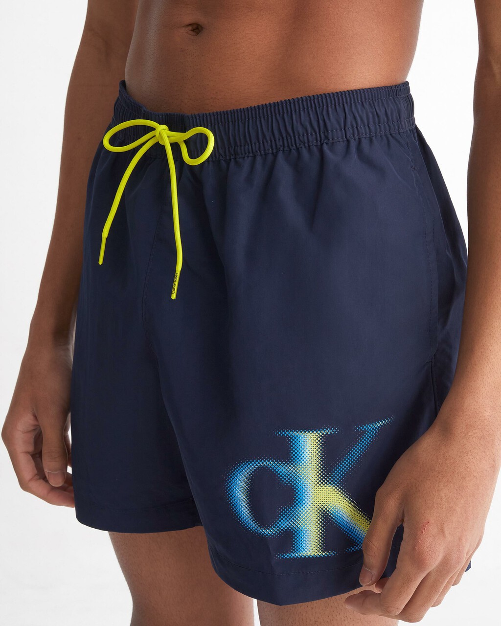 CK Monogram Medium Drawstring Swim Shorts, Navy Iris, hi-res