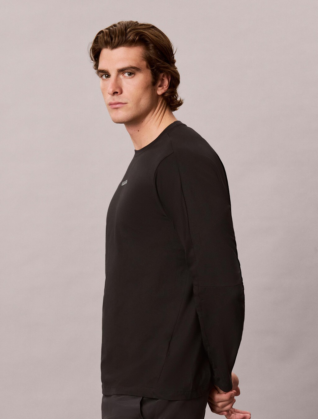Embossed Logo Long Sleeve T-Shirt, Black, hi-res