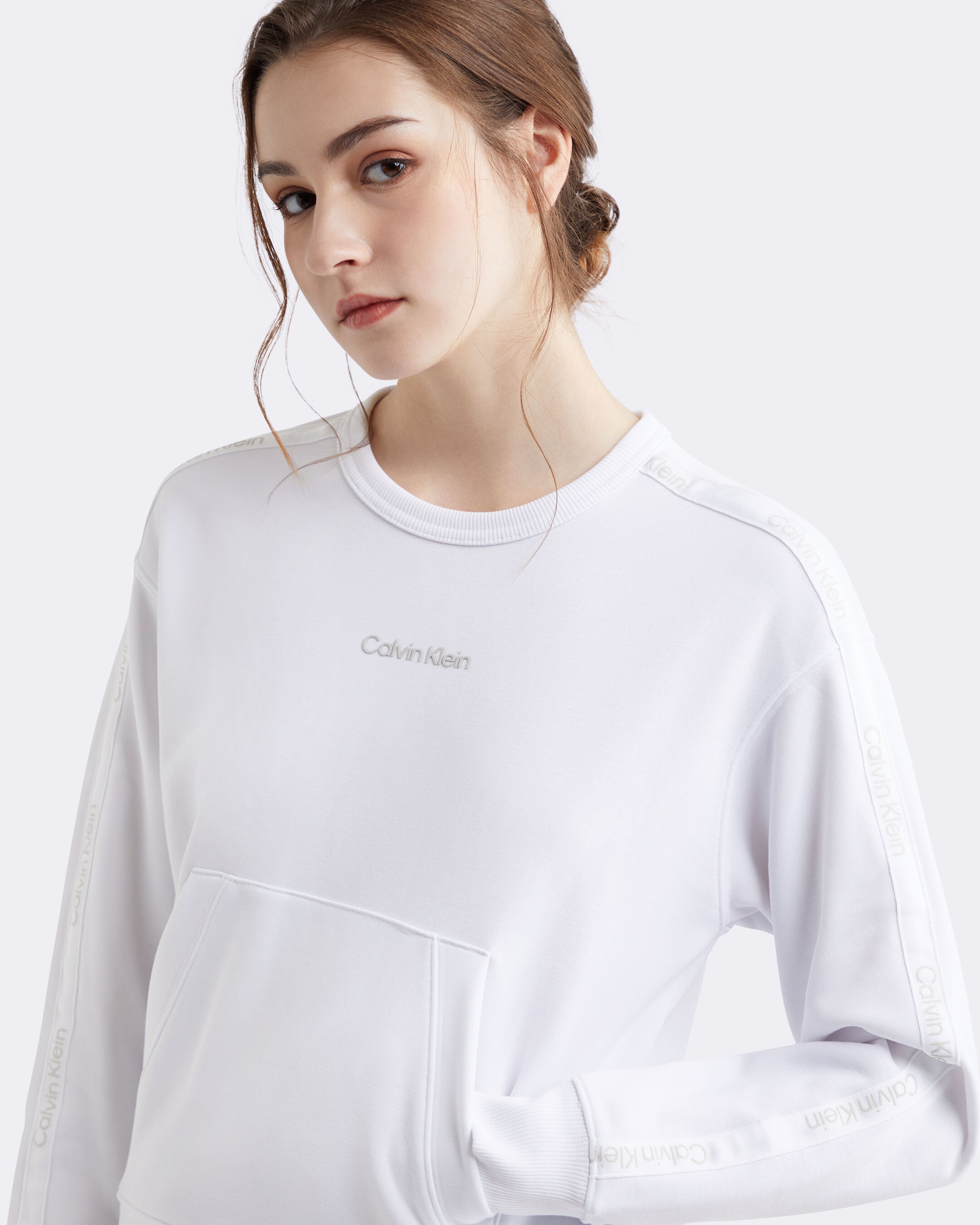 Cropped French Terry Sweatshirt white Calvin Klein Malaysia