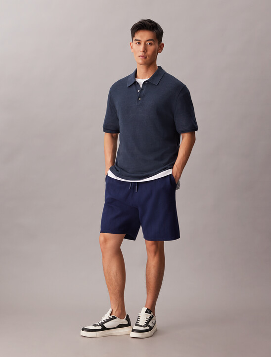Linen Blend Classic Sweater Polo Shirt