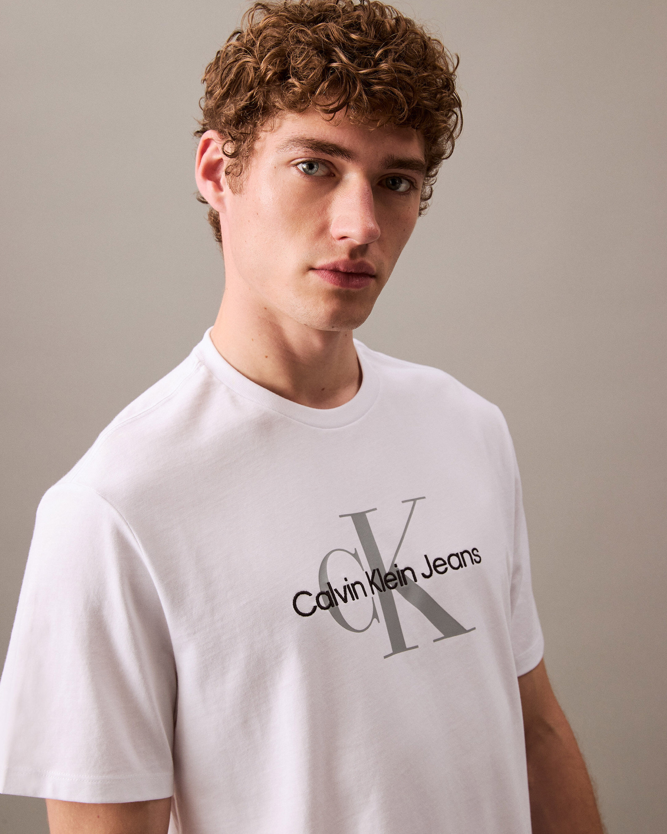 Monogram Logo Graphic Classic Crewneck T Shirt white Calvin Klein Malaysia