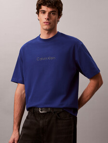 Calvin Logo Crew Neck Tee, Blue Majesty, hi-res