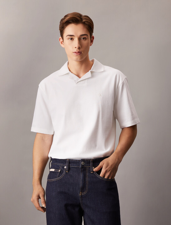 Contrast Open Collar Polo