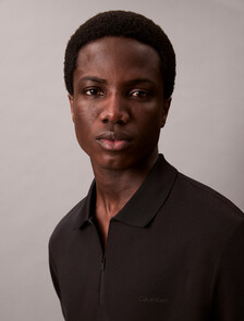 Technical Zip Up Polo, Black, hi-res