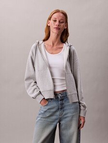 Cotton Terry Zip Up Hoodie, History Grey Heather, hi-res