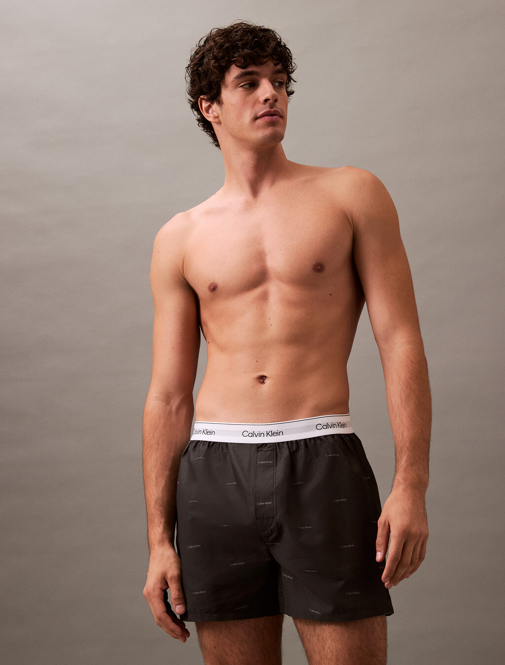Cotton Poplin Traditional Boxers, 18687 SPACED LOGO+BLACK, hi-res