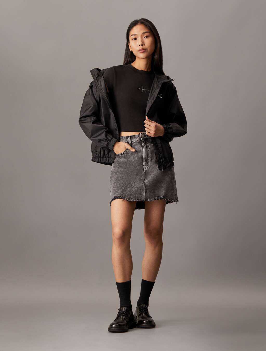 Monogram Baby Fit Rib Knit Tee, Ck Black, hi-res