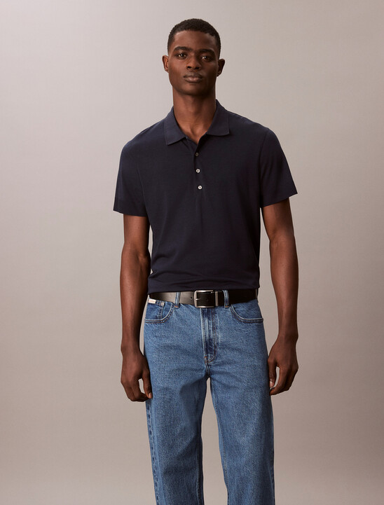 Fine Knit Lyocell Blend Polo Shirt