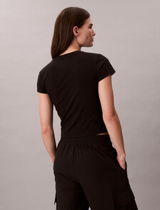 Breathable Quick-Dry Cropped Travel T-shirt, Black, hi-res