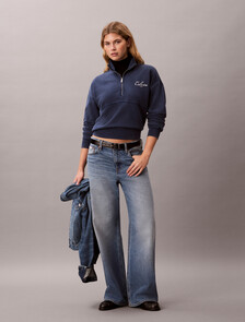 Relaxed Quarter Zip Sweatshirt, Estate Blue, hi-res